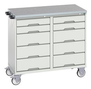 Bott Verso Mobile  Drawer Cupboard  Tool Trolleys and Tool Butlers Verso Roller Butler 10 Drawer Lino Work Surface